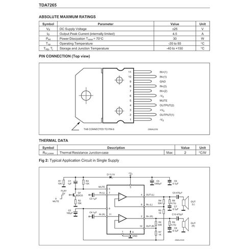 TDA7265 Stereo Audio Power Amplifier IC (2 - Pack) - 25W×2 Output, ±6V~±18V Supply, for DIY Amplifiers, Car Audio & Audio Projects in Saudi Arabia