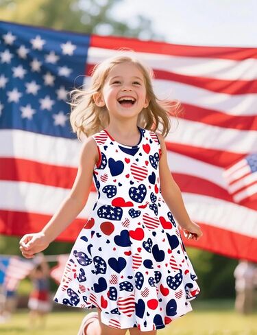 COSLAND Girls' Novelty Dress Kids Printed Holiday Sleeveless Dress, X-Small-Large in Saudi Arabia