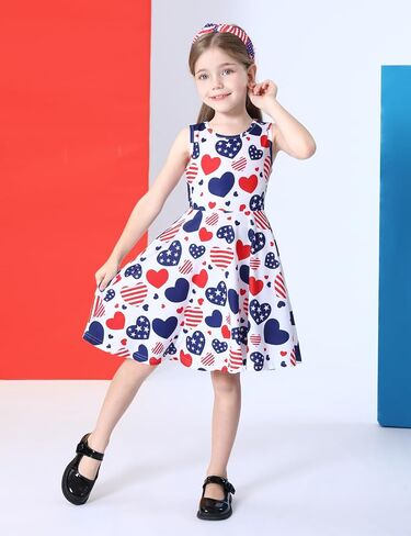 COSLAND Girls' Novelty Dress Kids Printed Holiday Sleeveless Dress, X-Small-Large in Saudi Arabia