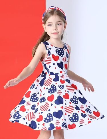 COSLAND Girls' Novelty Dress Kids Printed Holiday Sleeveless Dress, X-Small-Large in Saudi Arabia