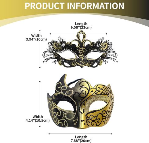 OIDEA Masquerade Mask Couples Set: Rhinestones Metal Cosplay Venetian Party Mask Halloween Costume Mardi Gras in Saudi Arabia