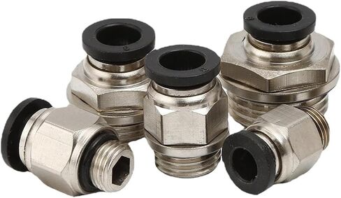 5pc quick pneumatic connector PC8-G02/1/8G threaded straight-through air pipe quick-insert with washer pneumatic connector copper nickel plated(PC12-G01) in Saudi Arabia