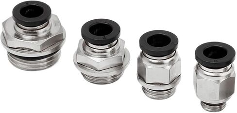 5pc quick pneumatic connector PC8-G02/1/8G threaded straight-through air pipe quick-insert with washer pneumatic connector copper nickel plated(PC12-G01) in Saudi Arabia