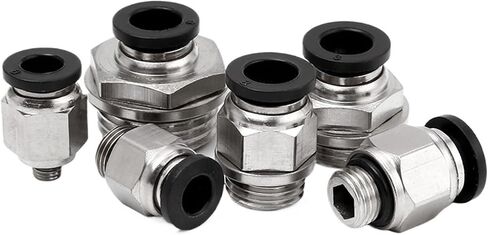 5pc quick pneumatic connector PC8-G02/1/8G threaded straight-through air pipe quick-insert with washer pneumatic connector copper nickel plated(PC12-G01) in Saudi Arabia
