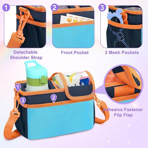 Kids Bike Basket Front, Scooter Bag, Cute Bicycle Accessories with Insulated Cup Holder for Boys Girls Children, Fit Most Handlebar, Tricycle, with Detachable Shoulder Strap in Saudi Arabia