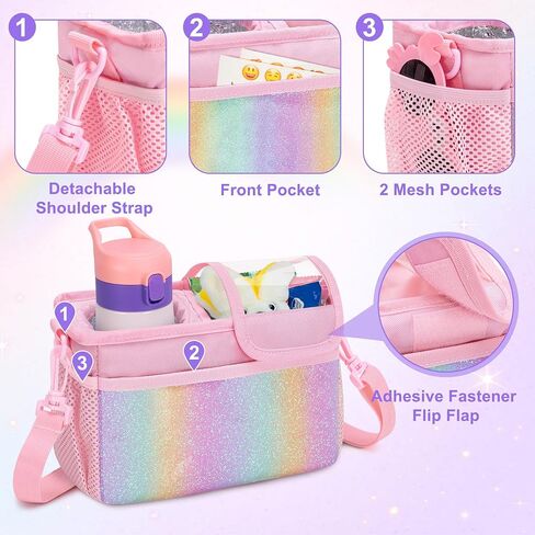Kids Bike Basket Front, Scooter Bag, Cute Bicycle Accessories with Insulated Cup Holder for Boys Girls Children, Fit Most Handlebar, Tricycle, with Detachable Shoulder Strap in Saudi Arabia