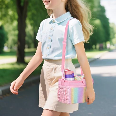 Kids Bike Basket Front, Scooter Bag, Cute Bicycle Accessories with Insulated Cup Holder for Boys Girls Children, Fit Most Handlebar, Tricycle, with Detachable Shoulder Strap in Saudi Arabia