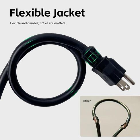 3 Outlets Indoor Outdoor Waterproof Extension Cord 25 FT, 16/3 Heavy Duty Black Electrical Power Cable with Multi Outlets 3 Prong, Great for Outside & Landscaping in Kuwait