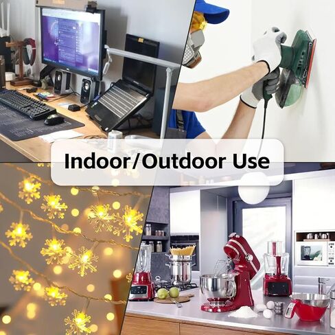 3 Outlets Indoor Outdoor Waterproof Extension Cord 25 FT, 16/3 Heavy Duty Black Electrical Power Cable with Multi Outlets 3 Prong, Great for Outside & Landscaping in Kuwait