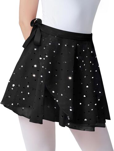 Zando Sequin Ballet Skirt for Girls Wrap Ballet Skirt Women with Adjustable Waist Tie Toddlers Kids Flowy Lightweight in Saudi Arabia