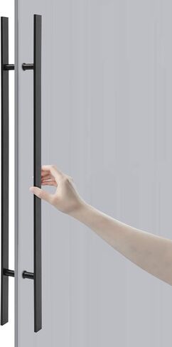 47.05in Push Pull Door Handle,Double Sided H-Shaped Commercial Sliding Doors Handle,Heavy Duty Swing Door Handles Replacement for Glass Door,Wooden Door (Black-Frosted, 47.05 * 1.6in) in Kuwait
