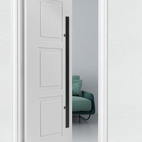47.05in Push Pull Door Handle,Double Sided H-Shaped Commercial Sliding Doors Handle,Heavy Duty Swing Door Handles Replacement for Glass Door,Wooden Door (Black-Frosted, 47.05 * 1.6in) in Kuwait