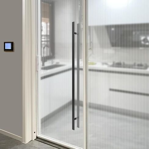 47.05in Push Pull Door Handle,Double Sided H-Shaped Commercial Sliding Doors Handle,Heavy Duty Swing Door Handles Replacement for Glass Door,Wooden Door (Black-Frosted, 47.05 * 1.6in) in Kuwait