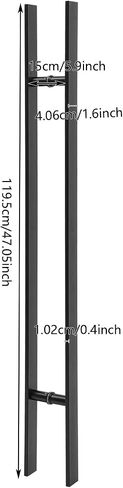 47.05in Push Pull Door Handle,Double Sided H-Shaped Commercial Sliding Doors Handle,Heavy Duty Swing Door Handles Replacement for Glass Door,Wooden Door (Black-Frosted, 47.05 * 1.6in) in Kuwait