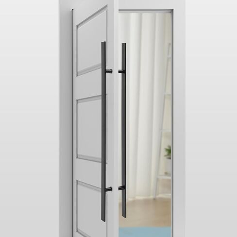 47.05in Push Pull Door Handle,Double Sided H-Shaped Commercial Sliding Doors Handle,Heavy Duty Swing Door Handles Replacement for Glass Door,Wooden Door (Black-Frosted, 47.05 * 1.6in) in Kuwait