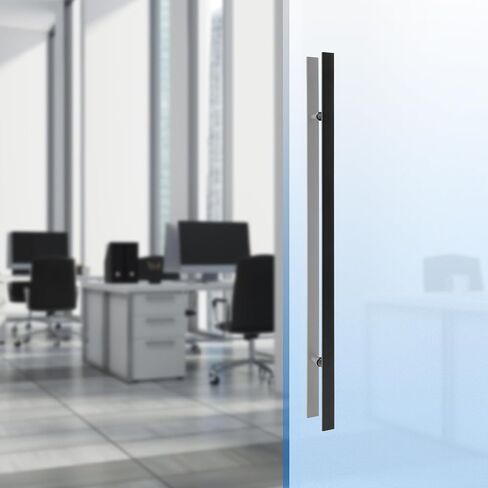 47.05in Push Pull Door Handle,Double Sided H-Shaped Commercial Sliding Doors Handle,Heavy Duty Swing Door Handles Replacement for Glass Door,Wooden Door (Black-Frosted, 47.05 * 1.6in) in Kuwait