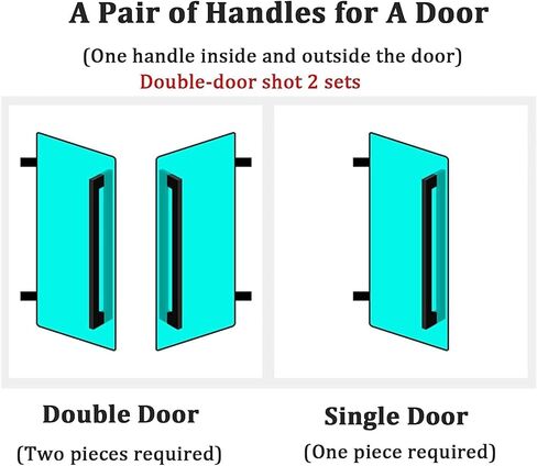 Sliding Barn Door Handle Commercial Double Sided Bar Barn Door Handles Shower Glass Pulls, Office Shop Entry, Garages Sheds/Black/150Cm(5Ft) (Black 80Cm(2.6Ft)) in Saudi Arabia