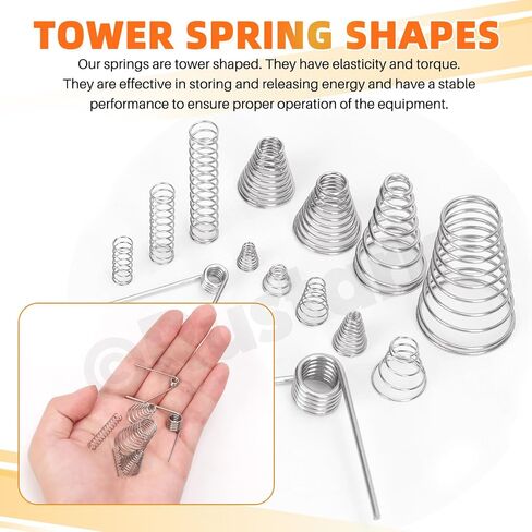 123Pcs 10 Sizes Stainless Steel Taper Spring Assortment Set Cone Compression Spring Tower Pressure Spring Conical Spring Small Compression Springs for Home Repair Industry in Saudi Arabia