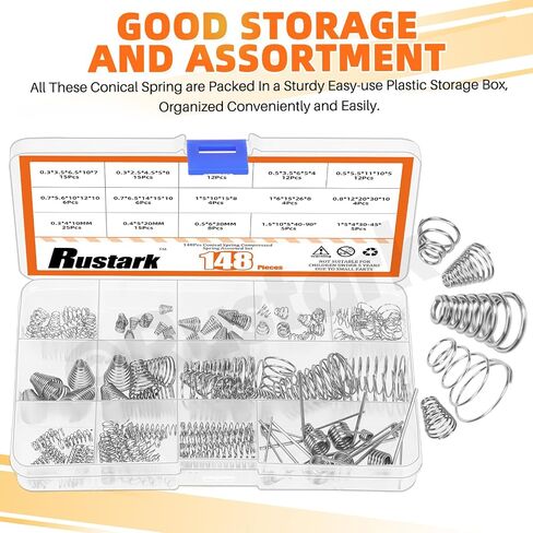 123Pcs 10 Sizes Stainless Steel Taper Spring Assortment Set Cone Compression Spring Tower Pressure Spring Conical Spring Small Compression Springs for Home Repair Industry in Saudi Arabia