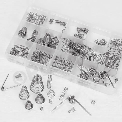 123Pcs 10 Sizes Stainless Steel Taper Spring Assortment Set Cone Compression Spring Tower Pressure Spring Conical Spring Small Compression Springs for Home Repair Industry in Saudi Arabia