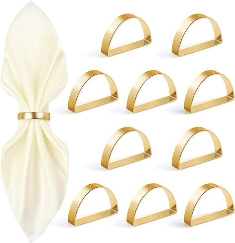 Gold Napkin Rings Set of 8, Stainless Steel Metal Gold Napkin Holder, Fall Thanksgiving Christmas Easter Napkins Rings for Table Decor Wedding, Banquet, Party in Kuwait