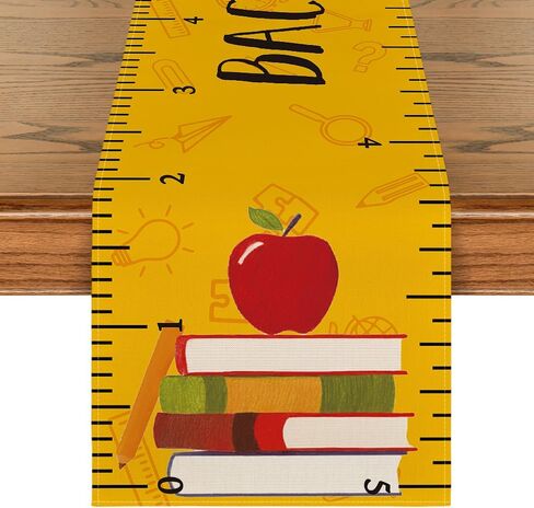 Artoid Mode Ruler Book Back to School Table Runner, First Day of School Student Kids Classroom Dining Table Decoration for Home Party Decor 13x72 Inch in Saudi Arabia
