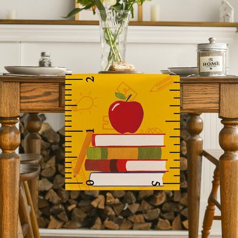 Artoid Mode Ruler Book Back to School Table Runner, First Day of School Student Kids Classroom Dining Table Decoration for Home Party Decor 13x72 Inch in Saudi Arabia