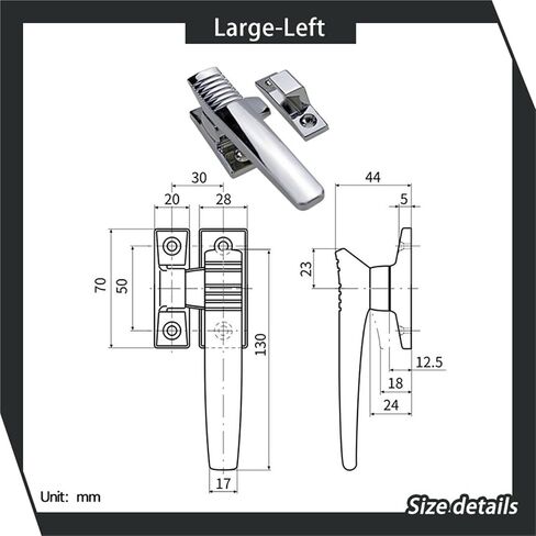 Compulsory Closed Door Handle Zinc Alloy Freezer Drying Furnace Activity Cabinet Lock 1Pcs(Large-Right) in Saudi Arabia