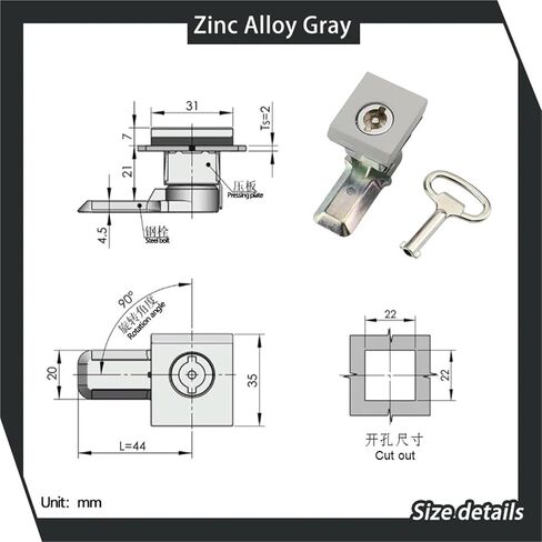 قفل لسان Square Square Square Core Zinc Alloy Industrial Box 1PCs in Kuwait