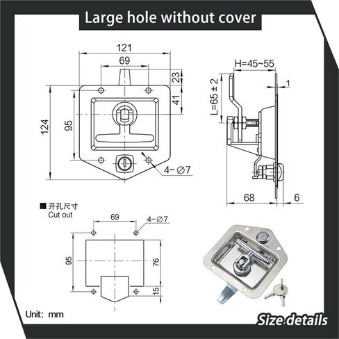 لوحة لسان اللوحة على شكل حرف T 304 خزانة الفولاذ المقاوم للصدأ 1pcs (Macropore-ZDC) in Kuwait