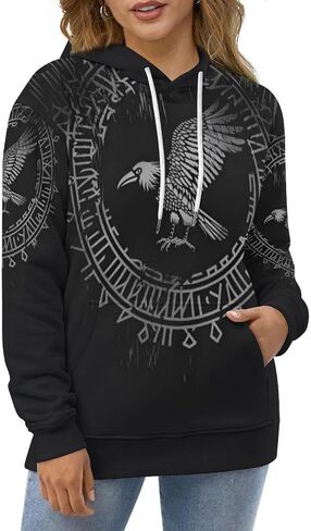 ENLACHIC Men's Viking Tattoo 3D Digital Print Hoodies Pullover Sweatshirt in Kuwait