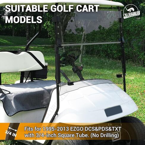 طقم جولف عربة الجولف ، طي لأسفل ومضادة للزجاج الأمامي لعام 1995-2013 EZGO TXT/DCS/PDS ، 40.6 "W × 33" H ، Tinted/Clear in Kuwait