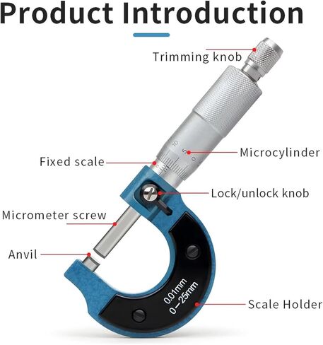أداة ميكرومتر 0-25 مم خارج ميكرومتر 0.01 مم قياس دقة قياس أدوات الفرجار in Kuwait