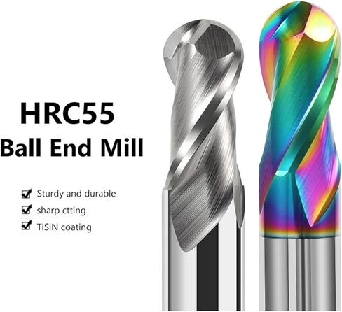 Ball End Mill HRC55 2 Flute DLC Aluminum Cutter Tools R0.5 6mm Carbide CNC Milling for Aluminum, Copper and Acrylic Router Bit(PAINTCOAT_R1X4X50) in Saudi Arabia