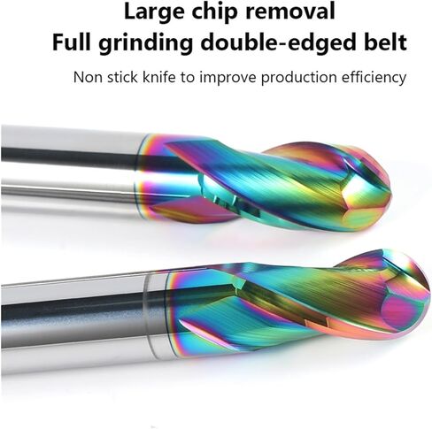 Ball End Mill HRC55 2 Flute DLC Aluminum Cutter Tools R0.5 6mm Carbide CNC Milling for Aluminum, Copper and Acrylic Router Bit(PAINTCOAT_R1X4X50) in Saudi Arabia