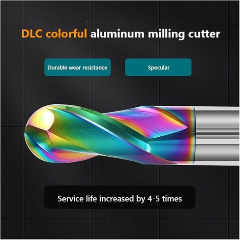 Ball End Mill HRC55 2 Flute DLC Aluminum Cutter Tools R0.5 6mm Carbide CNC Milling for Aluminum, Copper and Acrylic Router Bit(PAINTCOAT_R1X4X50) in Saudi Arabia
