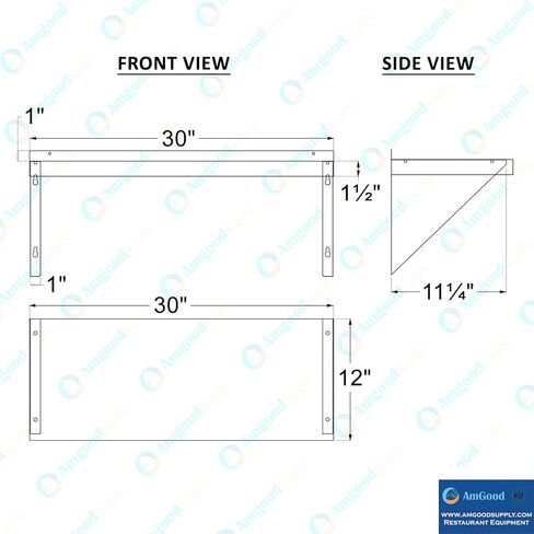 Amgood 12 "عرض × 30" طول | رف الجدار الفولاذ المقاوم للصدأ | حافة مربعة | رفوف المعادن | الخدمة الثقيلة | الصف التجاري | جدار جدار | NSF معتمد in Saudi Arabia