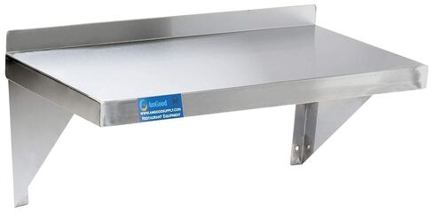 AmGood 14" Width x 30" Length | Stainless Steel Wall Shelf | Square Edge | Metal Shelving | Heavy Duty | Commercial Grade | Wall Mount | NSF Certified in Kuwait