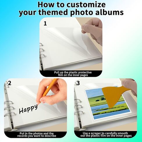6 ألبوم رنين الموثق مع 15 صفحات ذاتية الألبوم الألبوم 3x5 20 جيوب ، PP Memory Bookdiy ، ألبوم الصور صفحات لاصقة ، ملائمة 2x3 4x6 5x7 صور أو بطاقات الوصفة (A5) in Saudi Arabia