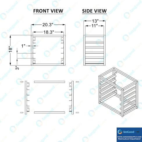 AmGood Wall Mounted Sheet Bun Pan Rack 21" x 13" x 18" | Aluminium | NSF in Saudi Arabia