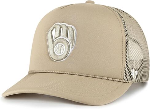 47 Brand MLB Unisex Khaki Primary Logo Foam Trucker Adjustable Mesh Snapback Hat Adult One Size Fits All in Saudi Arabia