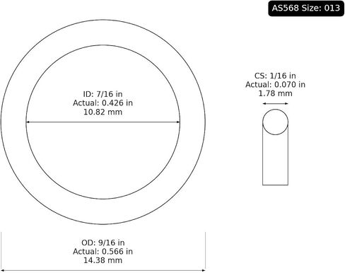 013 BUNA-N O-RING ، 70A صلابة ، أسود 7/16 "ID ، 9/16" OD ، 1/16 "عرض (حزمة 100) in Saudi Arabia