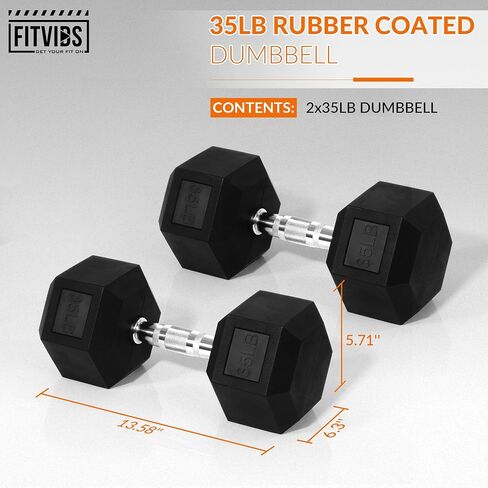 Hex Dumbbells Rubber Coated Hand Weights Pairs for Exercises and Fitness, 35 LB Pair in Saudi Arabia
