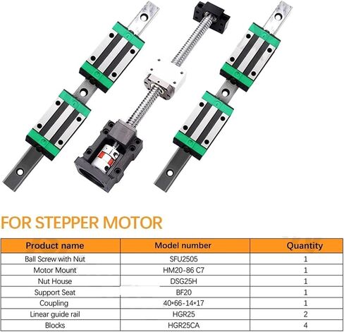 Double nut Ball Screw Control Machine 1Pc Ball Screw Set SFU2505 +2Pc HGR25 Linear Guide+HGH25CA+ HM20-86 L300-1000mm(550mm) in Saudi Arabia