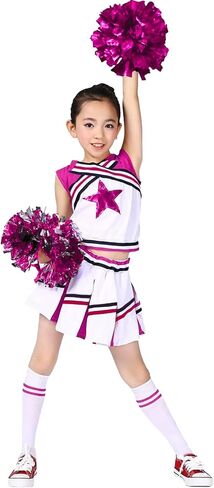 زي LOLANTA Big Girls Cheerleader الزي الرسمي زي التشجيع، علامة تجارية ممتعة للشباب، أحمر وأبيض (أحمر، 8-10) in Kuwait