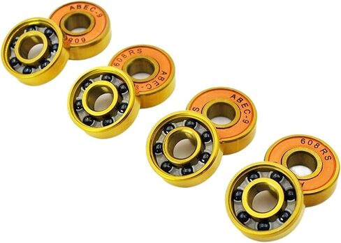 16pcs 608 2RS Hybrid Black Ceramic Ball Bearing 8 * 22 * 7mm Silicon Nitride Roller Skate Skateboard Wheel Golden in Saudi Arabia