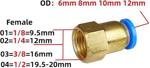 1PCS Air Pipe Fitting PCF 4 6 8 10 12mm Hose Tube 1/8" 1/4" 3/8" 1/2" Female Thread Brass Pneumatic Connector Quick Joint Fitting(PCF10-01) in Saudi Arabia