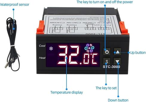 وحدة تحكم درجة الحرارة الرقمية STC-1000 220V 12V تحكم ترموستات ترحيل لبرودة حاضنة التدفئة الحرارية (STC-3000 110-220 VAC) in Saudi Arabia