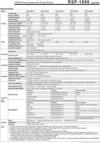 RSP-1000-24 24V Switching Power Supply 1000W40A DC Voltage Regulated Industrial Control LED RSP-1000 in Saudi Arabia