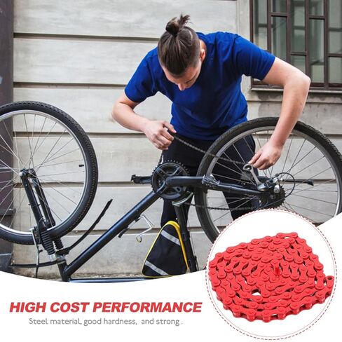 Totority Single-Speed Bicycle Chain Red Bicycle Chain for Single Speed Bikes 94 Link Steel Accessory for Smooth Riding Stylish Colorful Accessory in Saudi Arabia